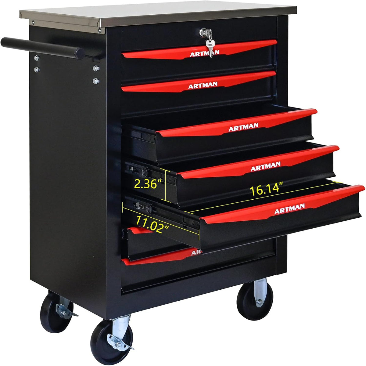 7 Drawers Tool Cart on Wheels,Multifunctional Rolling Tool Chest Tool Storage,Drawers Rolling Tool Trolley Organizer Tool Case for Garage, Warehouse, Workshop, Repair Shop (Black)