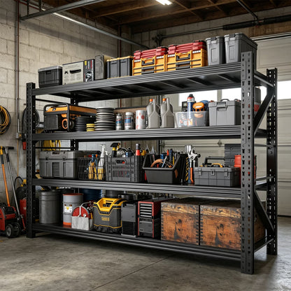 5 Sets Garage Storage Shelves,73"H*48"W*22.4"D Heavy Duty 4-Tier Metal Shelving Unit with Adjustable Shelves Industrial Garage Shelving for Garage Organization & Warehouse Storage