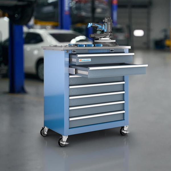 LARBANKE 7-Drawer Rolling Tool Cabinet with Wheels and Padded Feet