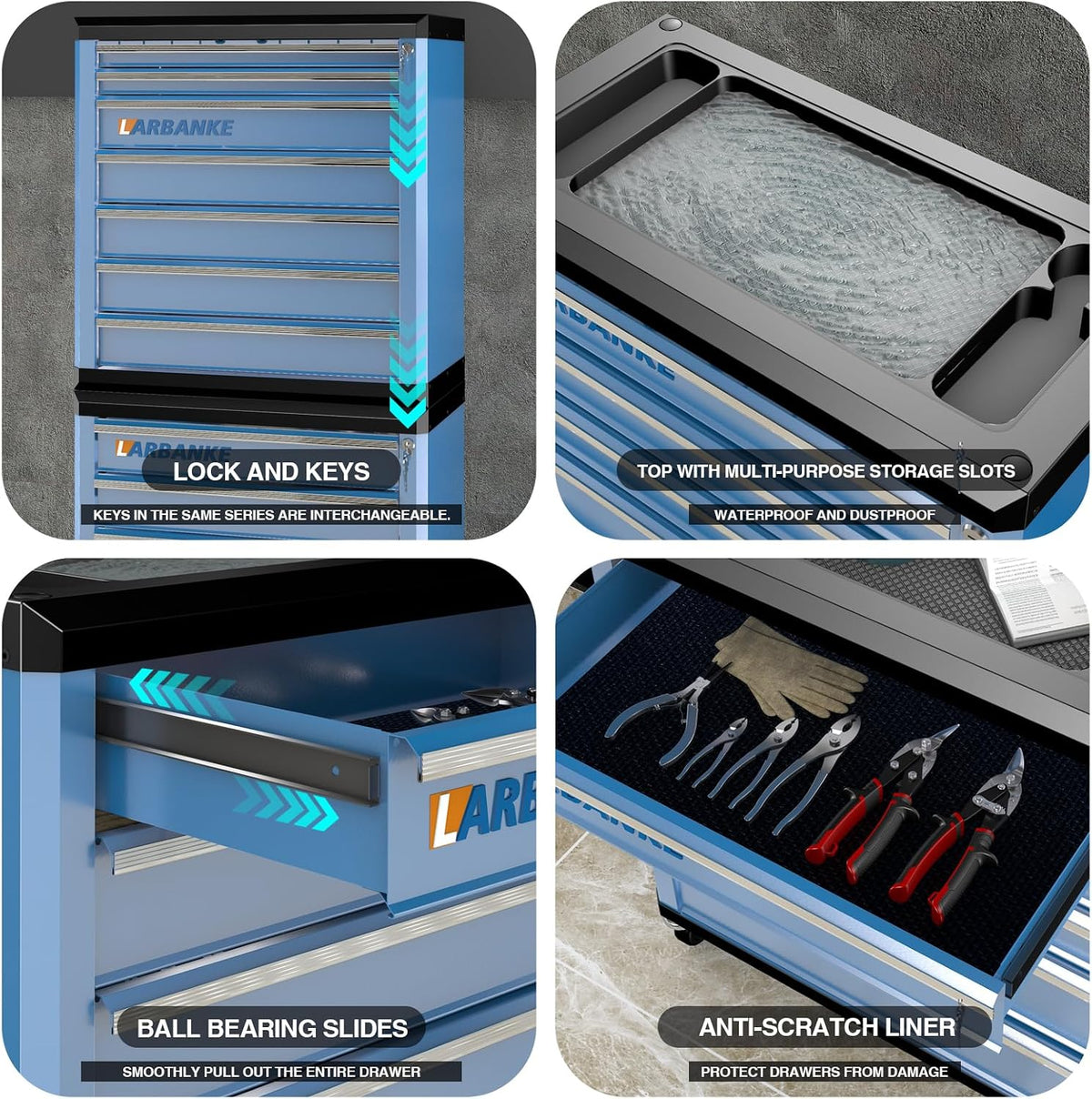 5-Drawer Rolling Tool Chest with Wheels,Lock&Key,Blue Tool Cabinet