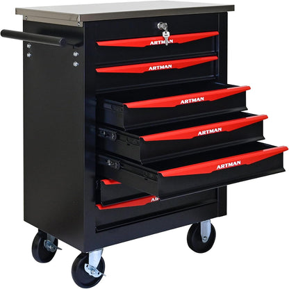 7 Drawers Tool Cart on Wheels,Multifunctional Rolling Tool Chest Tool Storage,Drawers Rolling Tool Trolley Organizer Tool Case for Garage, Warehouse, Workshop, Repair Shop (Black)