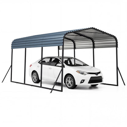 10 × 14.5-Foot Galvanized Steel Carport with Metal Roof, Black