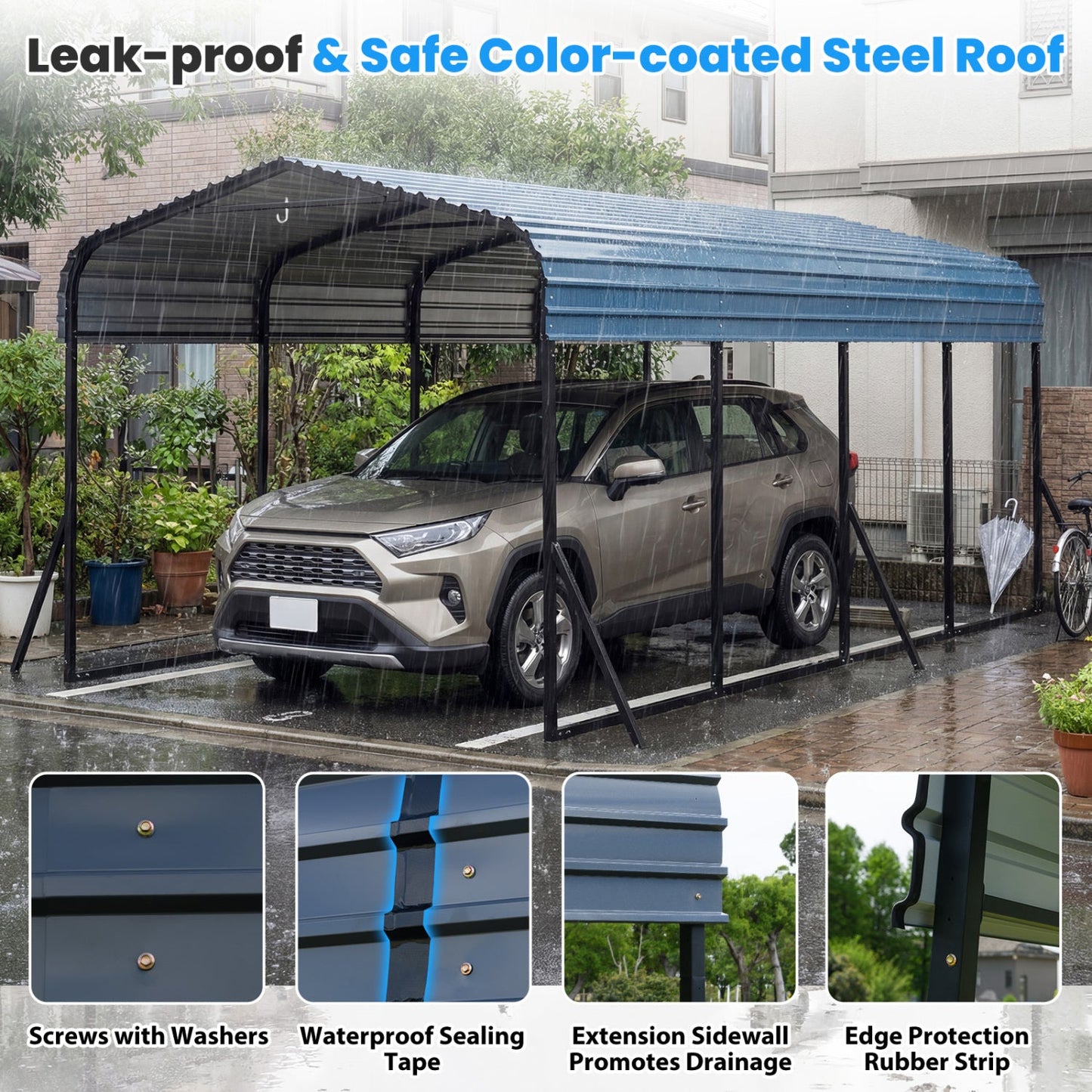 12 x 20 Feet Heavy-Duty Carport Outdoor Galvanized Steel Garage Car Shelter