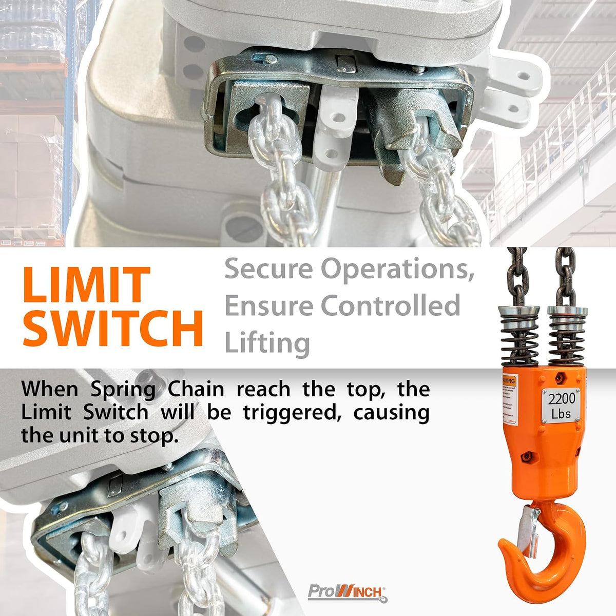 2200 Lbs 1 Ton Electric Chain Hoist with Remote Control 110V- 20 Ft Lifting Height, 1 Speed, Single Phase with G80 Chain, H2 Duty for Overhead Crane, Warehouse