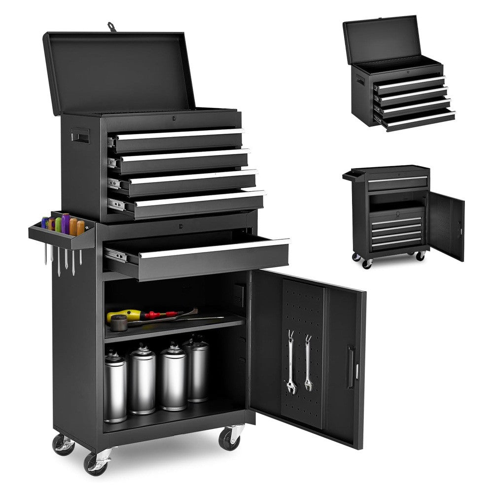 5-Drawer Rolling Tool Chest Storage Cabinet with Detachable Top Tool Box