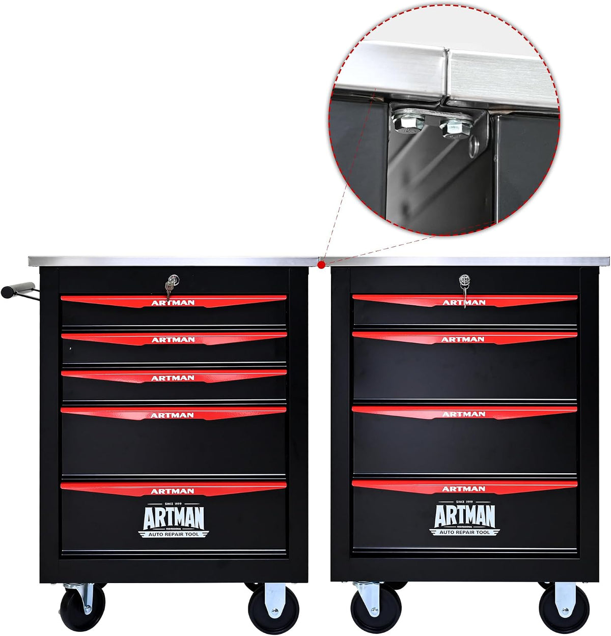 5 Drawers Tool Cart on Wheels,Multifunctional Rolling Tool Chest Tool Storage,Drawers Rolling Tool Trolley Organizer Tool Case for Garage, Warehouse, Workshop, Repair Shop (Black)
