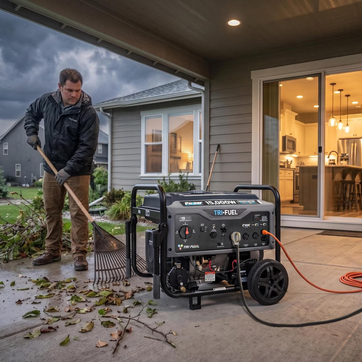 15,000W Tri-Fuel Portable Generator 550Cc Engine with Electric Start, G15KTN