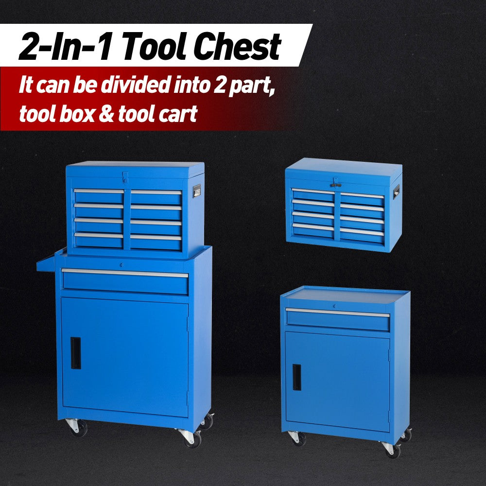 5-Drawer Rolling Tool Chest Storage Cabinet with Detachable Top Tool Box