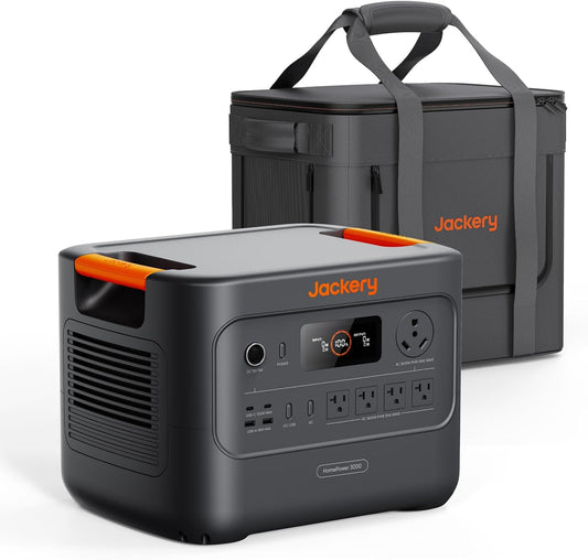 Jackery Homepower 3000 Portable Station with Extreme Guard Carrying Bag, 3600W (7200W Surge) Output, 3072Wh LFP Battery Solar Generator, USB-A/C, Backup for Home Use, Outages & Emergencies