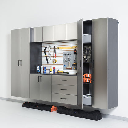 Astro Series - Wall Mounted Storage Cabinet With Soft Closing Drawers - Metallic Gray