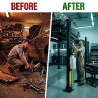 4-Post Automotive Deluxe Extended Storage Car Lift 8,000 Lb. Capacity Heavy Duty — Before & After
