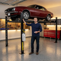 4-Post Automotive Deluxe Extended Storage Car Lift 8,000 Lb. Capacity Heavy Duty — Lifestyle