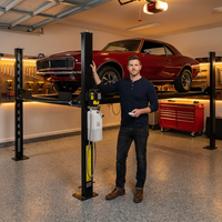 4-Post Car Lift Built for Heavy Duty Storage, 8000 lb Capacity, Extended Length, Cable-Driven System — Lifestyle
