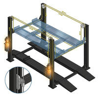 4-Post Car Lift Built for Heavy Duty Storage, 8000 lb Capacity, Extended Length, Cable-Driven System — How It Works