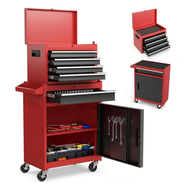 5-Drawer Rolling Tool Chest Storage Cabinet with Detachable Top Tool Box