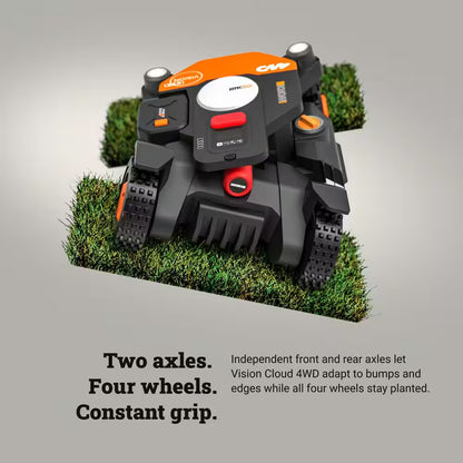 Landroid Vision Cloud 9 In. 4WD Robot Lawn Mower (1 Acre) RTK GPS plus VSLAM Vision AI with Cut to Edge Trimmer