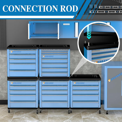 5-Drawer Rolling Tool Chest with Wheels,Lock&Key,Blue Tool Cabinet