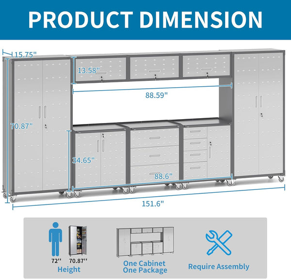 FLIXELIO 8-Piece Garage Cabinet Storage System