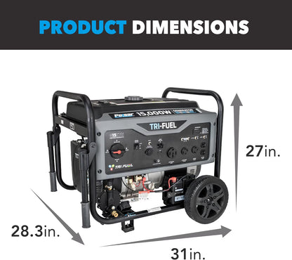 15,000W Tri-Fuel Portable Generator 550Cc Engine with Electric Start, G15KTN