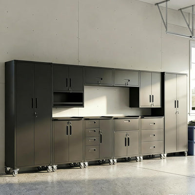 10-Piece Modular Steel Garage Cabinet System, Black