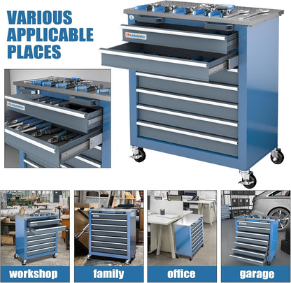 7-Drawer Rolling Tool Chest with Wheels&Foot Pads,Bluetool Cabinet