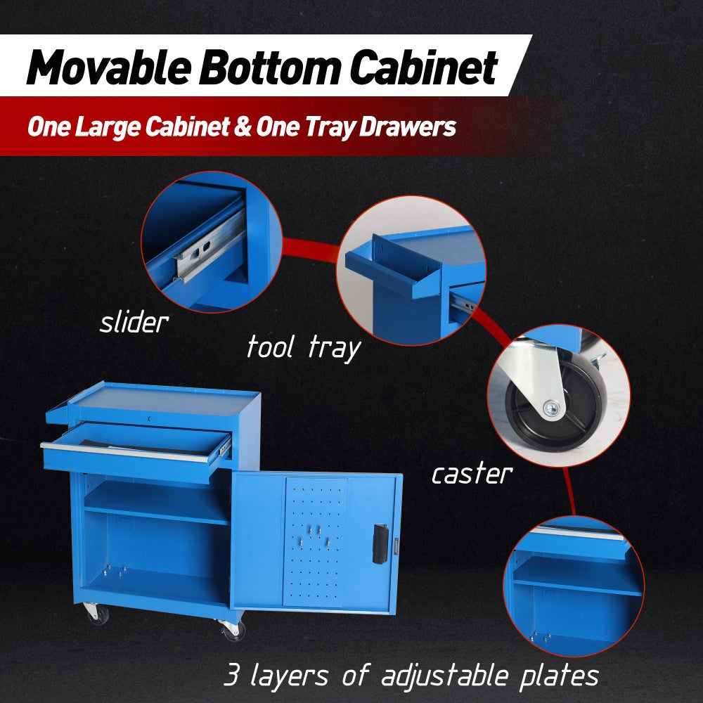5-Drawer Rolling Tool Chest Storage Cabinet with Detachable Top Tool Box