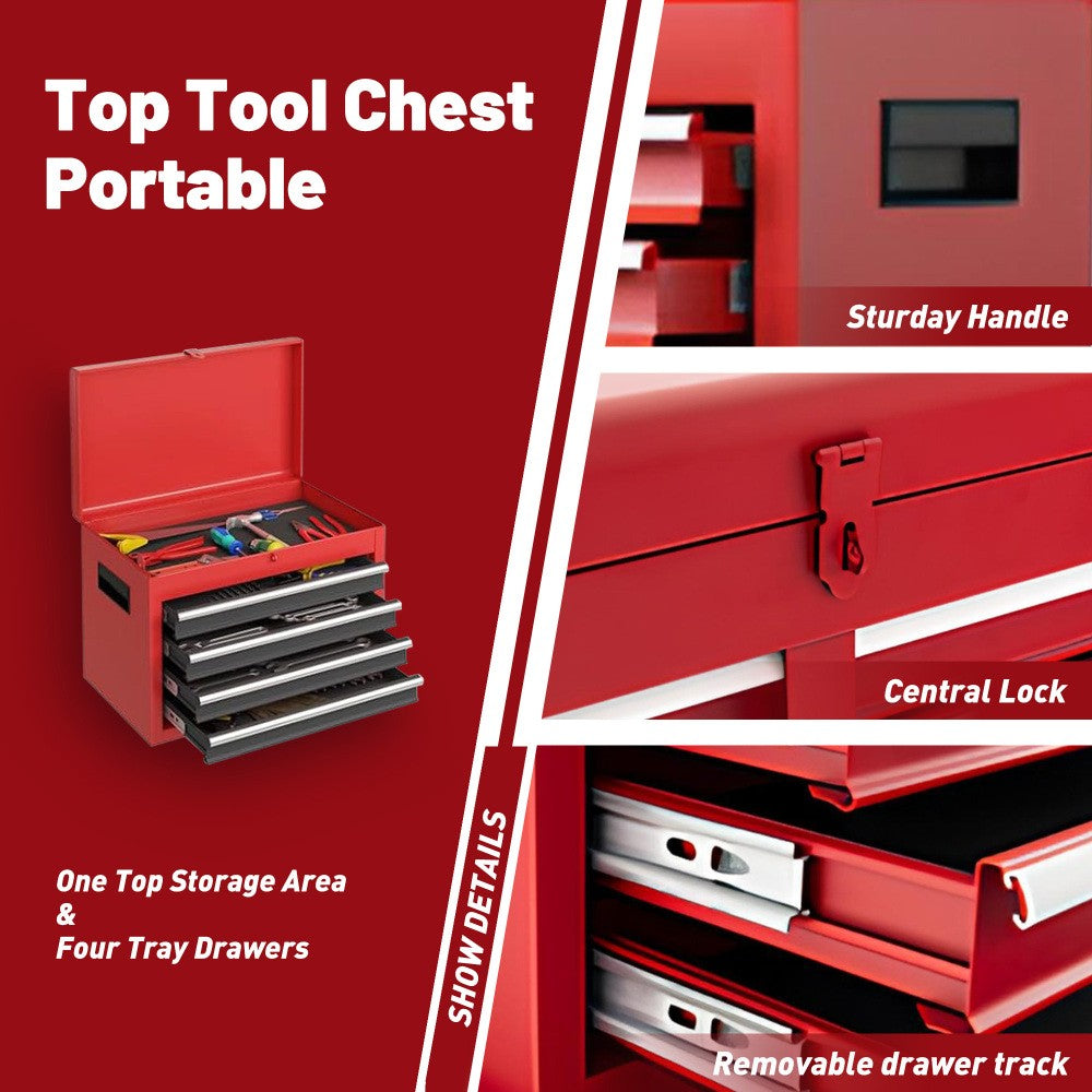 5-Drawer Rolling Tool Chest Storage Cabinet with Detachable Top Tool Box