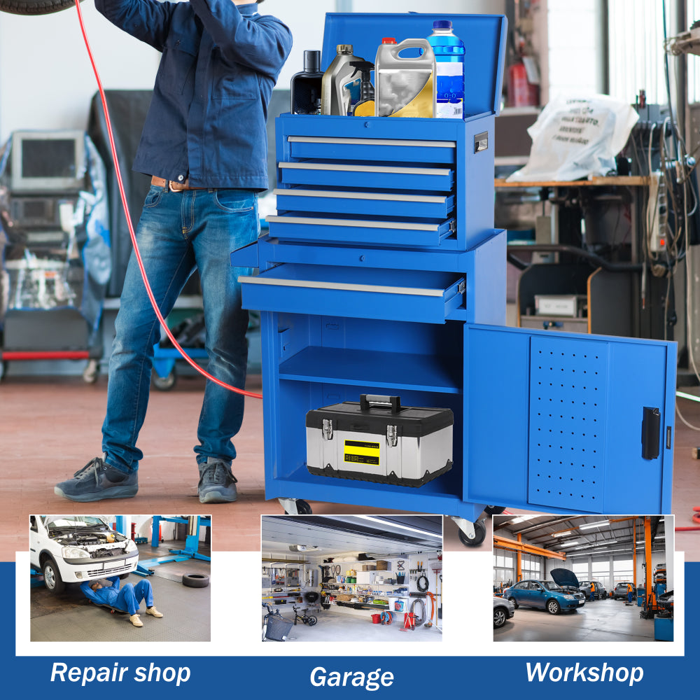 5-Drawer Rolling Tool Chest Storage Cabinet with Detachable Top Tool Box