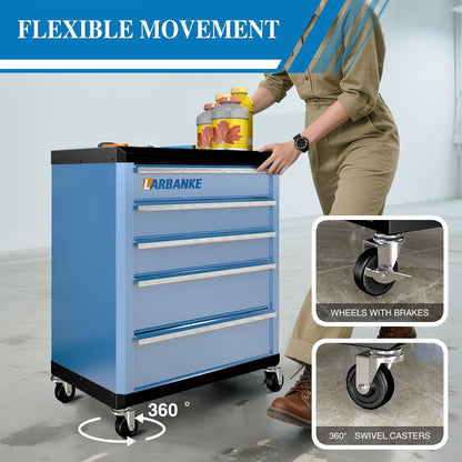 5-Drawer Rolling Tool Chest with Wheels,Lock&Key,Blue Tool Cabinet