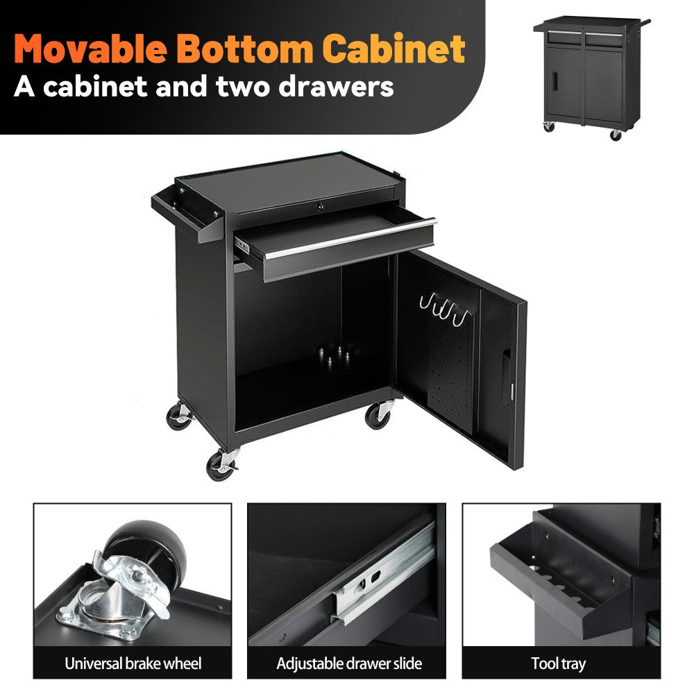 5-Drawer Rolling Tool Chest Storage Cabinet with Detachable Top Tool Box