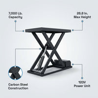 Car Lift, 7,000 Lbs. Capacity Portable Car Lift, 26.8 In. Max. Height, Carbon Steel Truck Lift with 120-Volt Power Unit — infographic