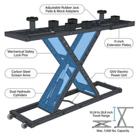 Car Lift, 7,000 Lbs. Capacity Portable Car Lift, 26.8 In. Max. Height, Carbon Steel Truck Lift with 120-Volt Power Unit — How It Works