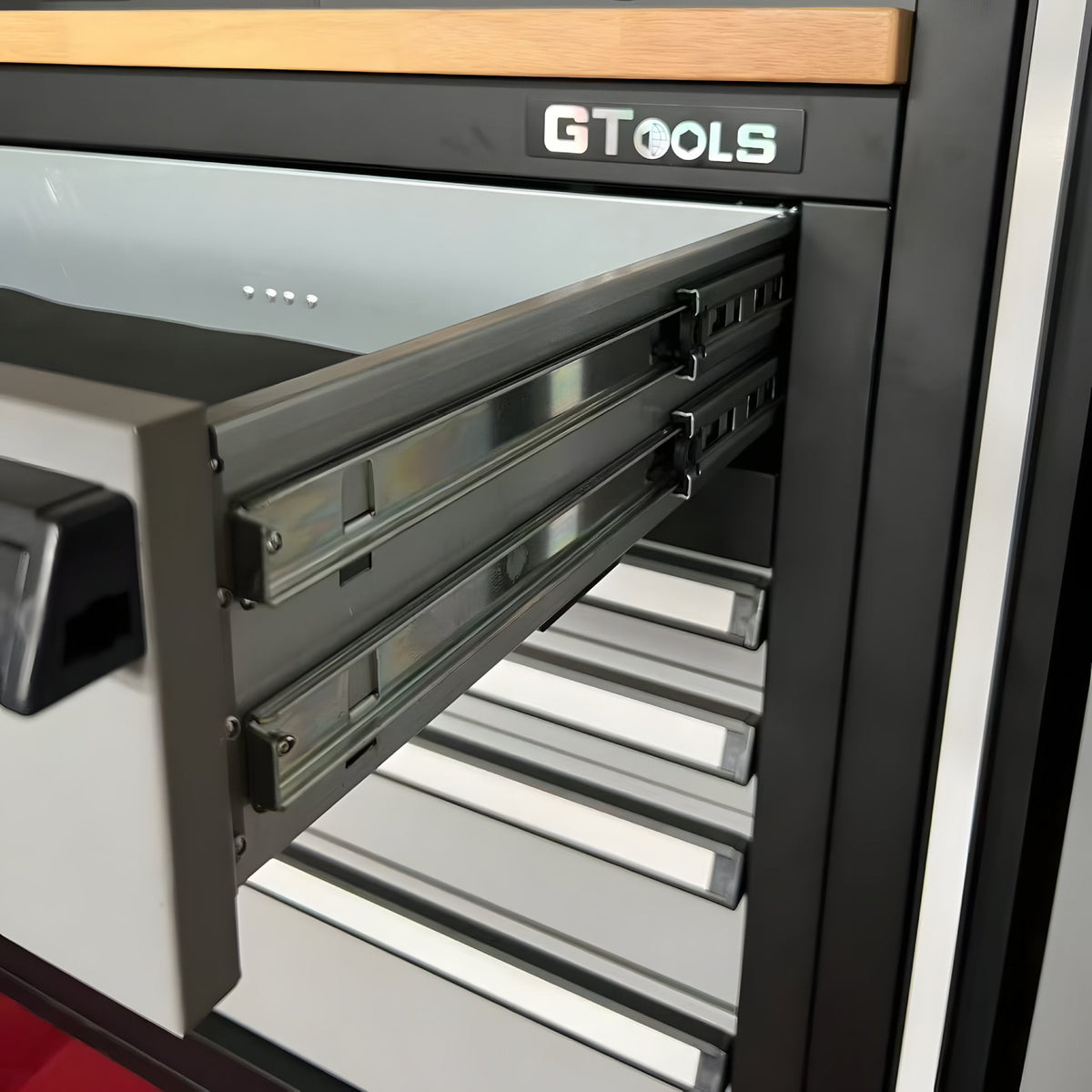 100" Rolling Tool Chest Workstation with Wood Top & Side Cabinets