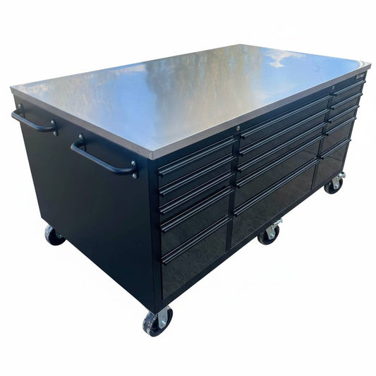 GTools 71-Inch Garage Island Workbench with Stainless Steel Top