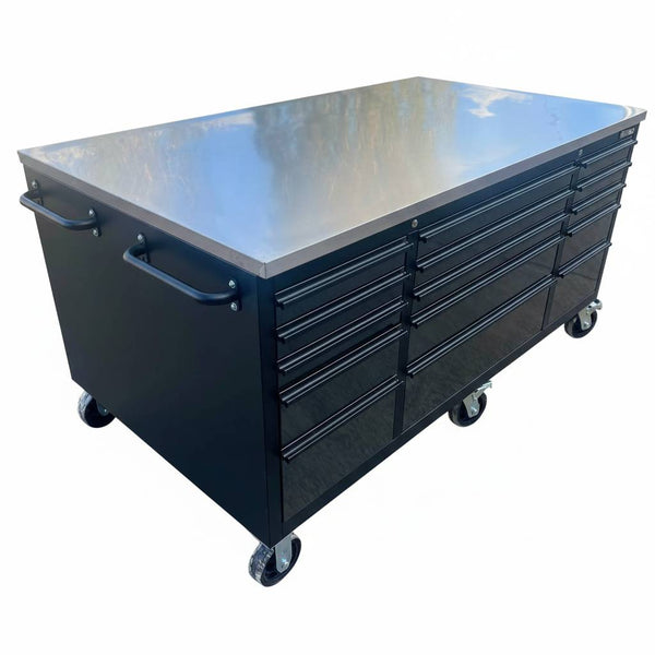 GTools 71-Inch Garage Island Workbench with Stainless Steel Top
