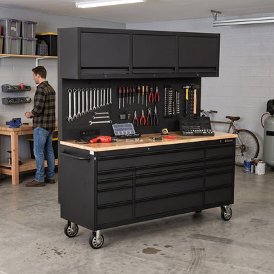 Overhead Pro 72" Rolling Tool Chest | 79" Tall | 24" Deep | 14 Drawers | Overheads | Pegboard & Power Strip