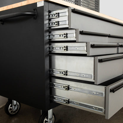 Overhead Pro 72" Rolling Tool Chest | 79" Tall | 24" Deep | 14 Drawers | Overheads | Pegboard & Power Strip