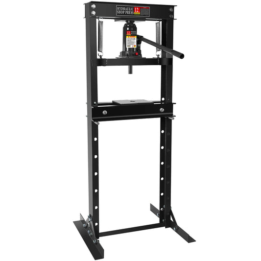 12 Ton Hydraulic Shop Press — H-Frame with Pressure Gauge