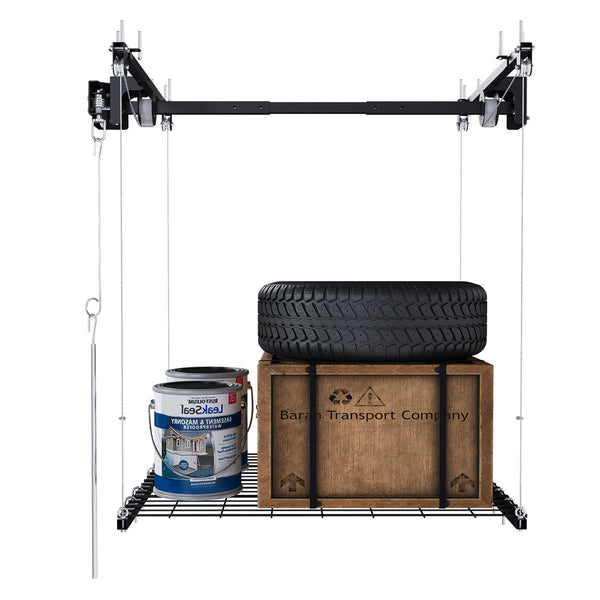 Overhead Garage Storage Rack with Crank-Down Access