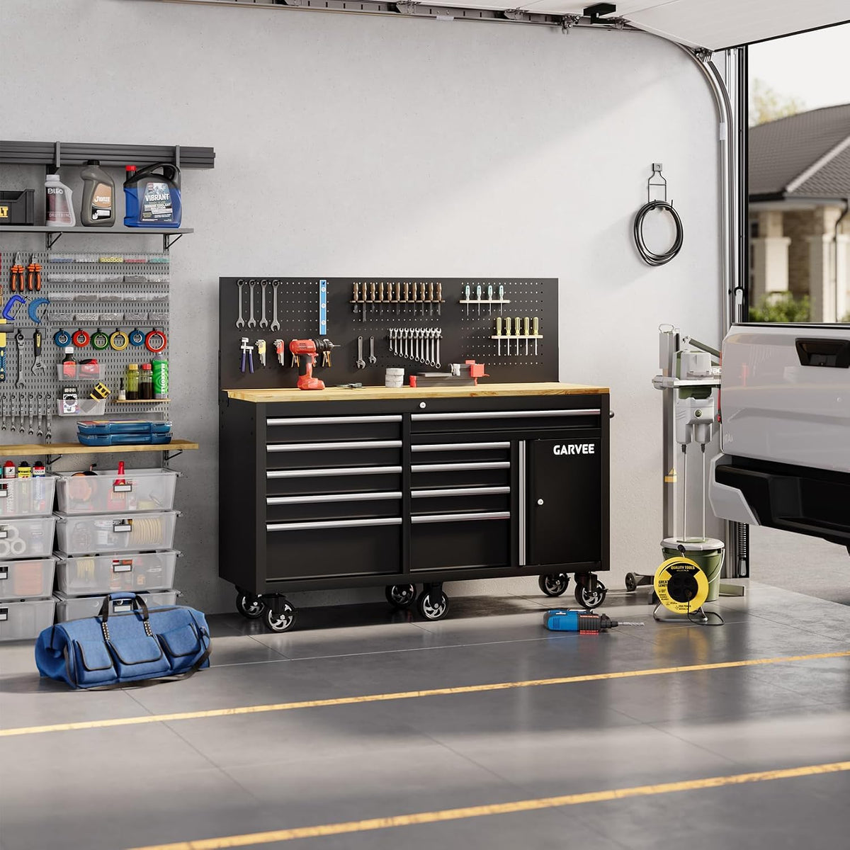 60 in Rolling Tool Chest, 10 Drawers Mobile Garage Tool Cabinet