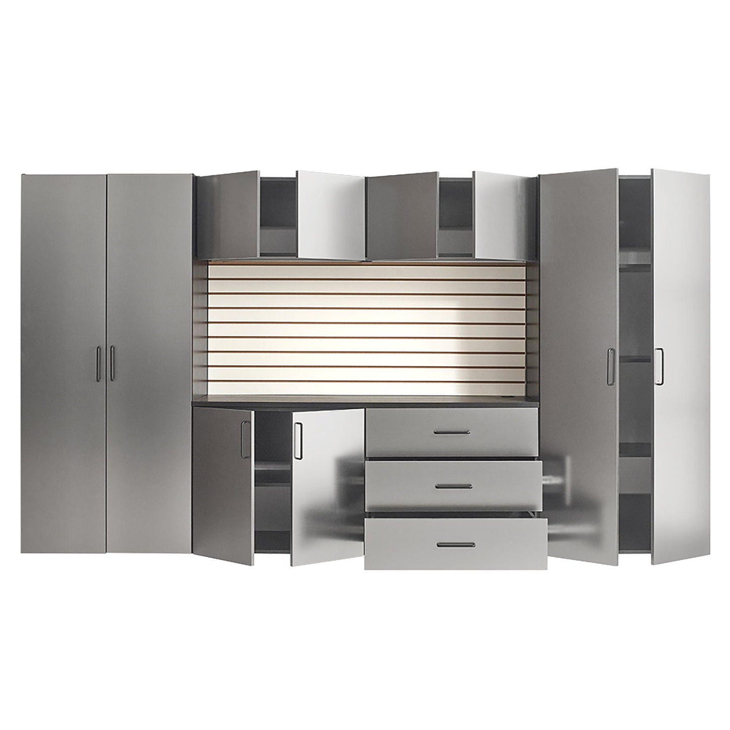 Astro Series - Garage Cabinet Set A With Soft Closing Drawers - Metallic Gray