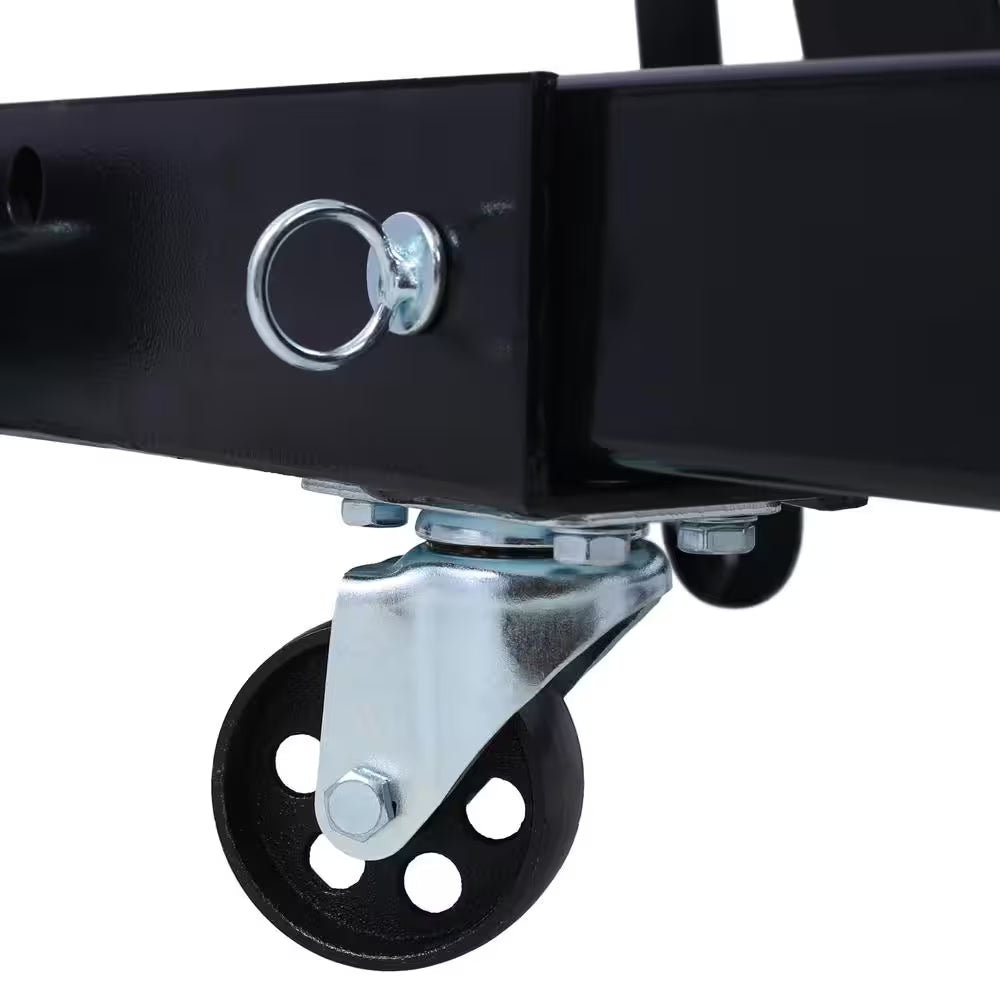 2 Ton Folding Engine Hoist Cherry Picker Shop Crane Hoist Lift, Heavy-Duty Steel with 6 Iron Caster Wheels in Black