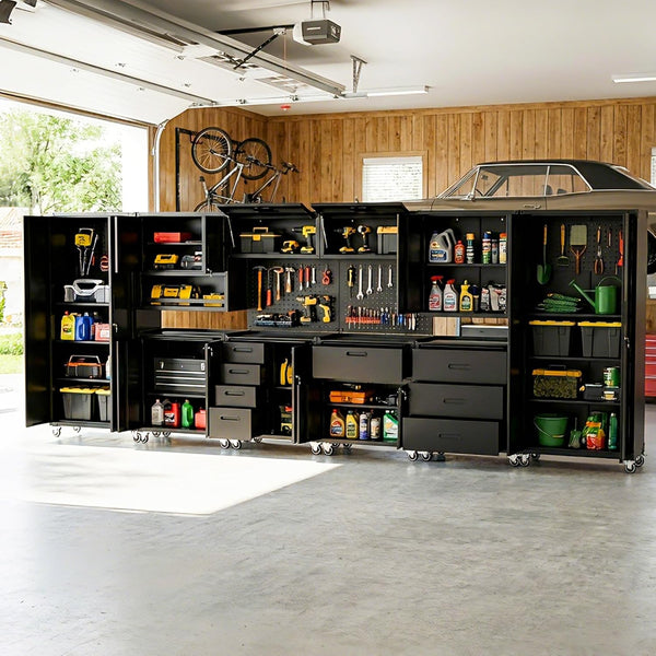 10-Piece Modular Steel Garage Cabinet System, Black