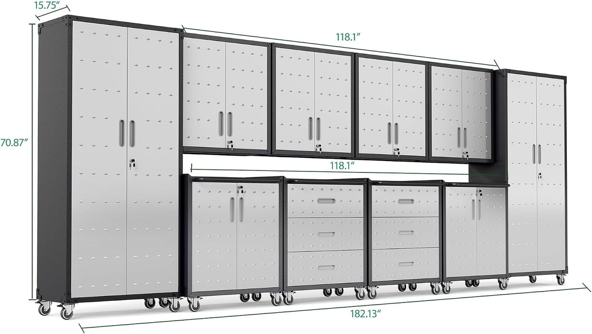 10-Piece Heavy Duty Steel Garage Cabinet System