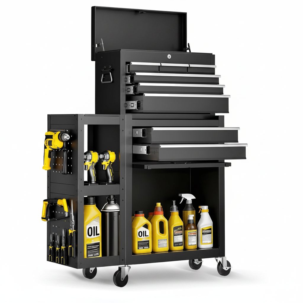 Metal Tool Chest, 8 Drawer Rolling Tool Chest with Wheels, Assembled Tool Storage Cabinet with Locking, Sliding Drawers & Detachable Top Tool Box, for Repair Room Warehouse Garage Workshop