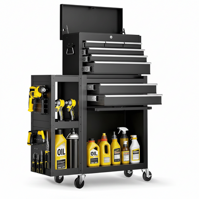 Metal Tool Chest, 8 Drawer Rolling Tool Chest with Wheels, Assembled Tool Storage Cabinet with Locking, Sliding Drawers & Detachable Top Tool Box, for Repair Room Warehouse Garage Workshop