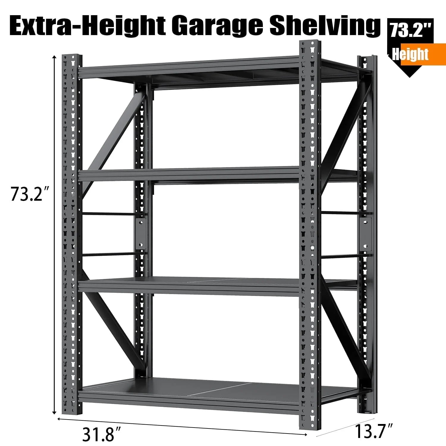 3 Sets Heavy Duty Garage Shelving,73"H 3000LBS Load Capacity Metal Garage Storage Shelves Adjustable Industrial Shelving Unit for Garage,Warsehouse,Workshop