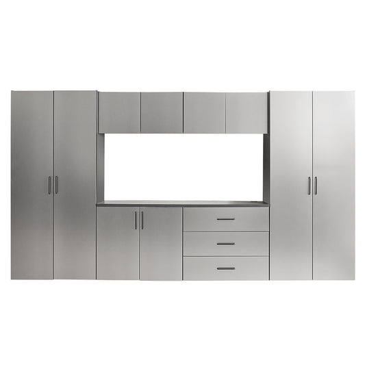 Astro Garage Cabinet Set A with Soft-Closing Doors and Drawers, Metallic Gray