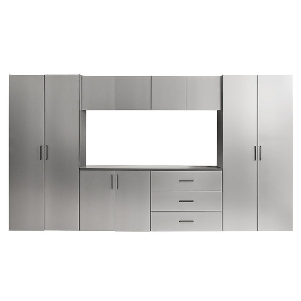 Astro Garage Cabinet Set A with Soft-Closing Doors and Drawers, Metallic Gray