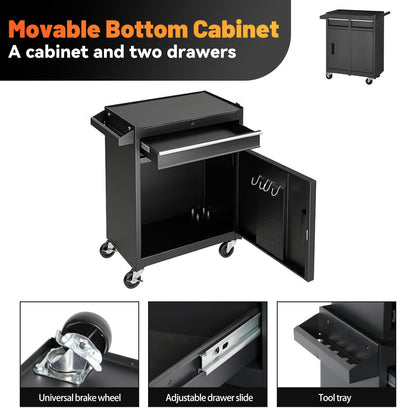 5-Drawer Rolling Tool Chest Storage Cabinet with Detachable Top Tool Box